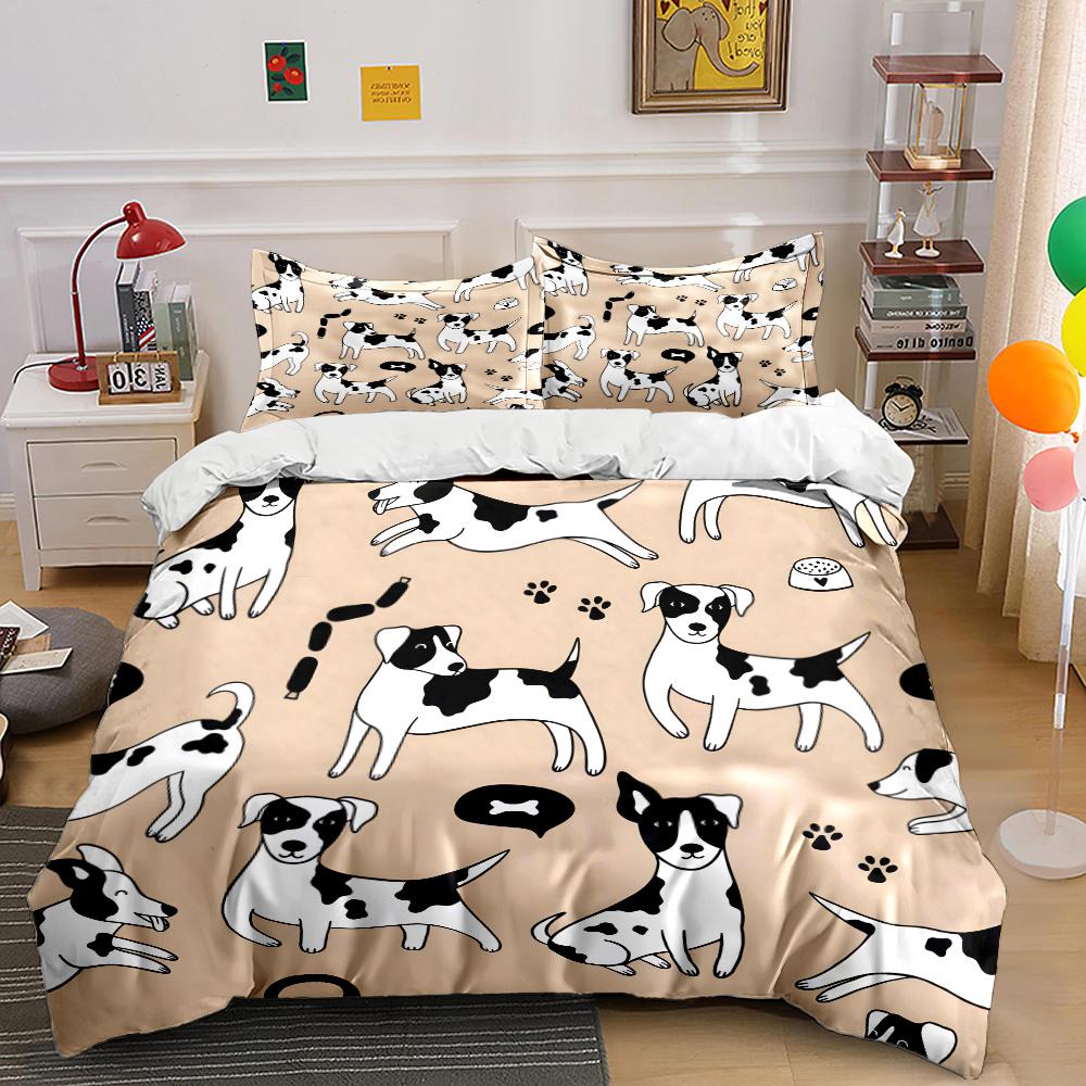 

Cartoon dog doodle pattern Pattern Duvet Cover Set Digital Print Colorful Polyester Bedding with Zipper Closur for kids gifts 135x200cm