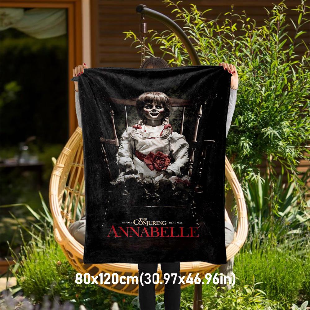 1pc ANNABELLE CONJURINGOutdoor Flannel Blanket Soft Plush Decor for Picnics, camping,Bedroom, Playroom, or Lunch Break, Perfect Gift