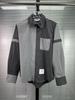 New TB women's shirt spring and autumn high-end casual versatile left and right color matching lapel zipper shirt jacket
