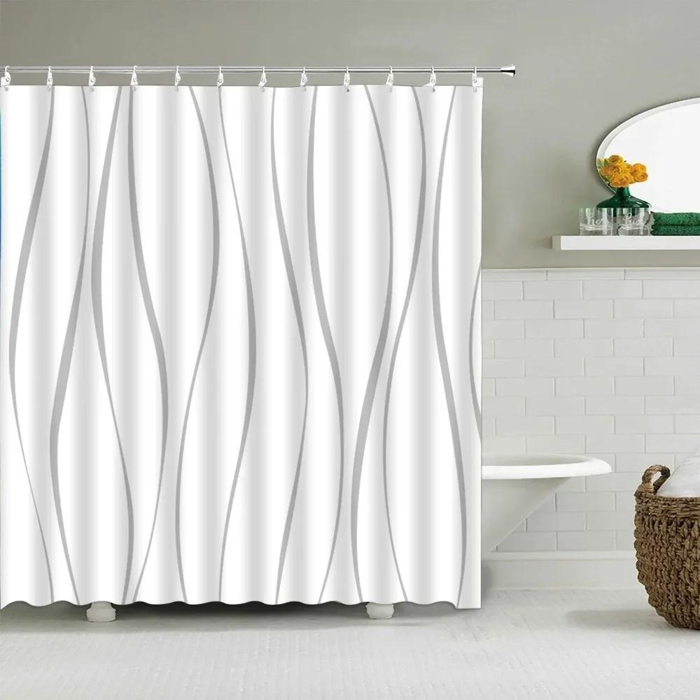 Black And White Striped Shower Curtain Colorful Creative Geometric Shower Curtain Modern Minimalist Bathroom Accessories Decor