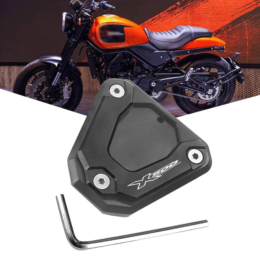 HUANGCJCJ FÜR X500 x500 2023-2024 Aluminium Seitenständerverlängerung Ständerplatte Pad Motorradzubehör x500 Motorradzubehör (Schwarz)