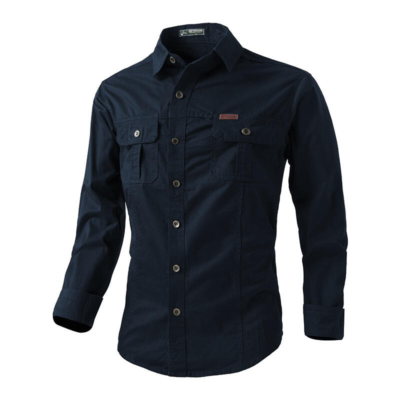 Camicie Cargo in Cotone Primavera Autunno Uomo Manica Lunga Outdoor Casual Stile Papà Top Uomo Camicia Casual Gioventù di Mezza Età Blusa