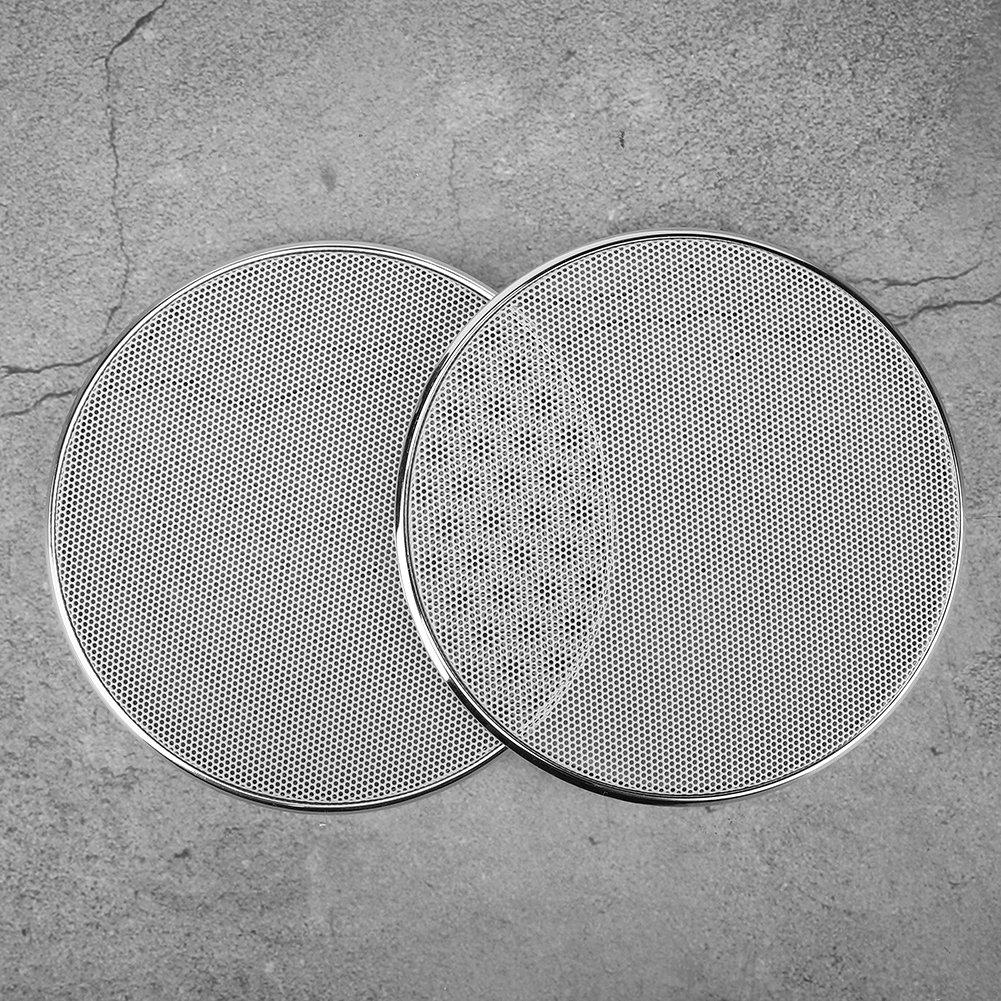 5in Plastic Frame White Mesh Car Audio Speaker Grill Guard Protector Cover(2pcs)