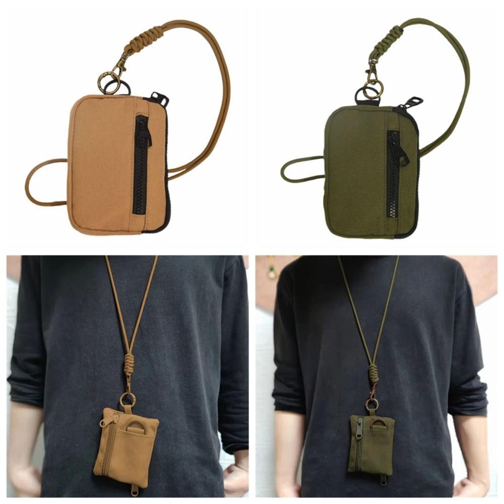 Solid Color Hanging Neck Wallet Multifunctional Small Storage Bag  Zipper Bag