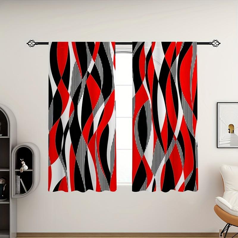 2pcs Abstract Multi-color Modern Simple Curtain Printed Translucent Curtains Rod Pocket Decor Curtains For Living Room Bedroom
