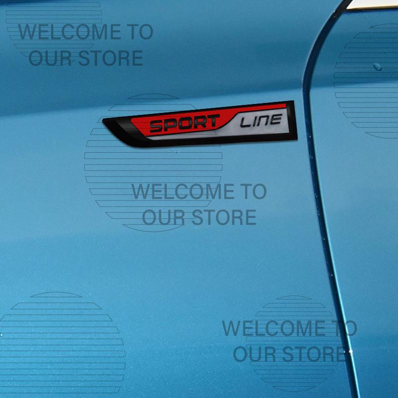 Car Decor Metal Sport Line Letter Emblem 3D Sticker Accessories For Skoda Rapid Kamiq Octavia Yeti Superb Body Side Trunk Decals