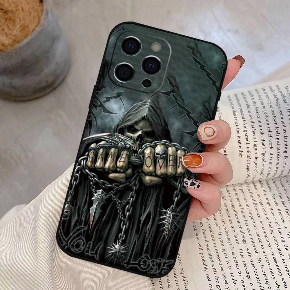 

Чехол для телефона Череп Жнеца Скелет Силиконовый Мягкий Для IPhone 17 16 15 14 13 12 11 X XR Plus Pro Max Plus iPhone13ProMax