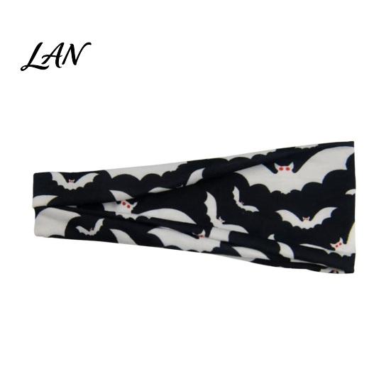 Soft Knitted Headband Halloween Headbands for Women, Cute Pumpkin Ghost Bat Cat Skeleton Wide Hair Bands, Holiday Themed Sports Band Breathable E