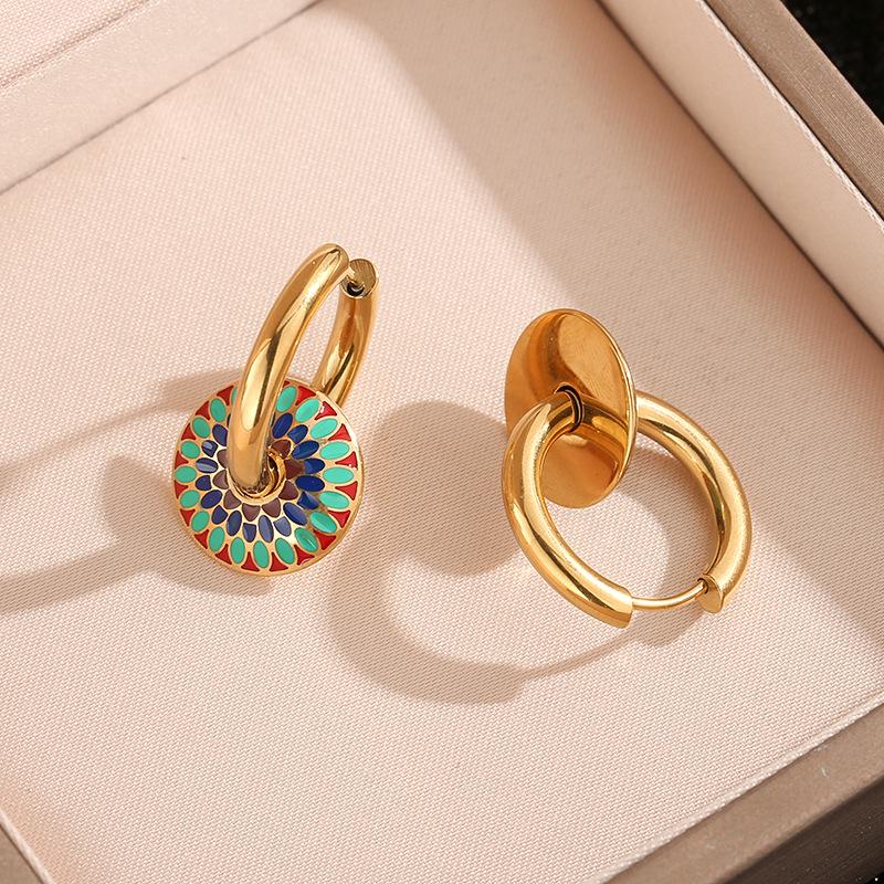 

Высококлассный ретро набор ожерелий из титановой стали с ромашками, с росписью, для женщин