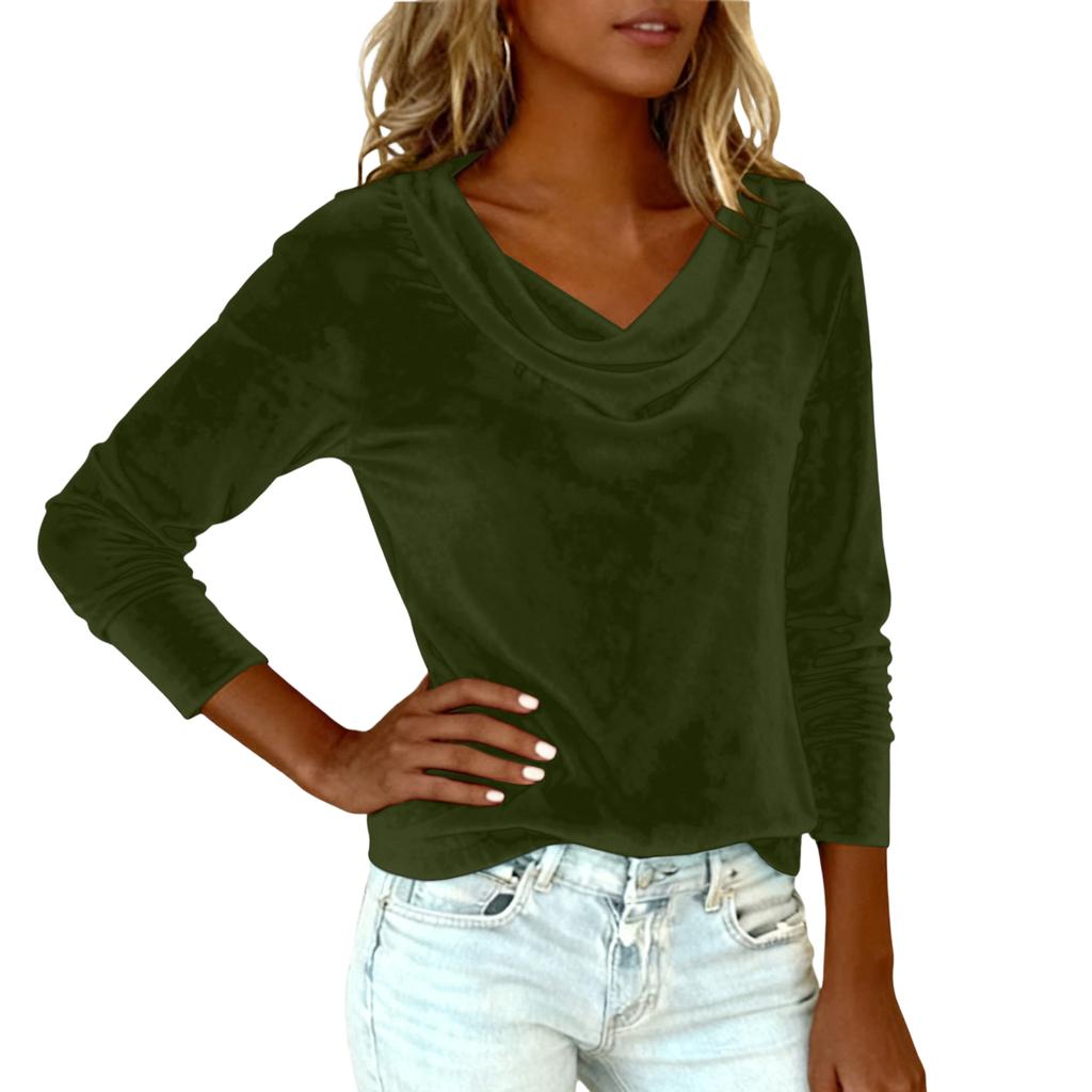 Women's Color Gold Velvet Fashionable Long Sleeved T,shirt Pullover Top
