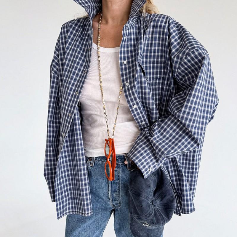 Womens Vintage Plaid Cardigan Shirt 2025 Fall Winter British Style Loose Fit Long Sleeve Single-Breasted Casual Elegant Top