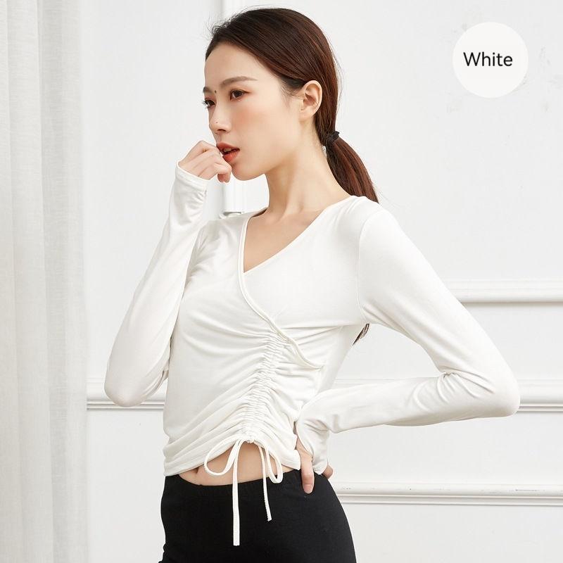V-Collar Drawstring Finger Dance Yoga Clothing Modern Dance Classical Dance Body Training