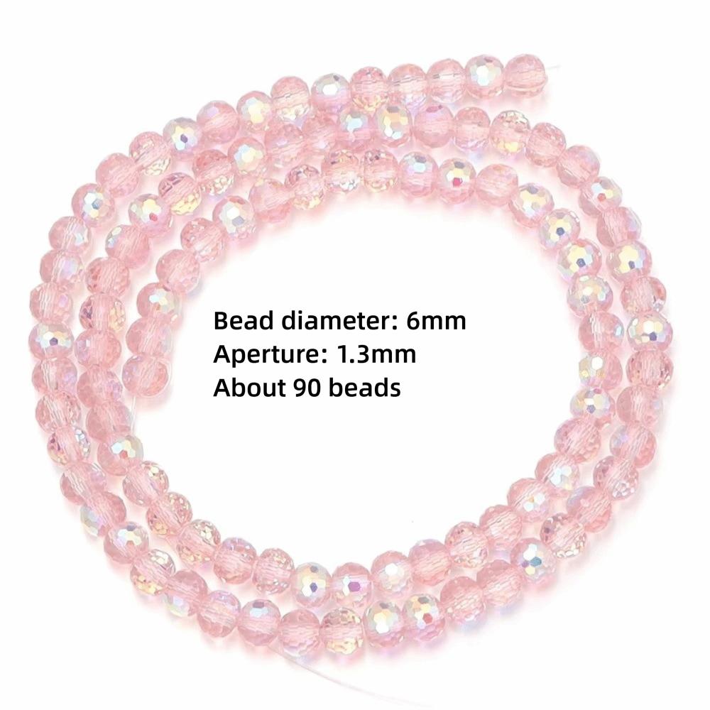 6/8/10mm Sizes Faceted Glass Beads Pink Blue Crystal Earth Beads  for Jewelry Making