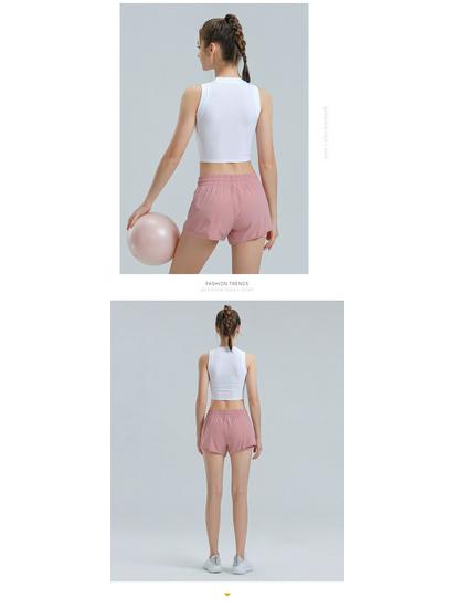 Women's Sleeveless Quick-Dry Yoga Vest with Chest Pads - Breathable Fitness & Running Top