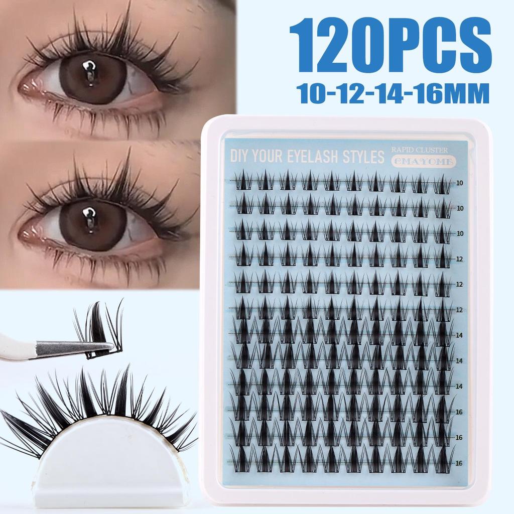 Natural C Curl Individual False Eyelashes: 120 Clusters, 10-16mm, DIY Dense Segmented Lashes