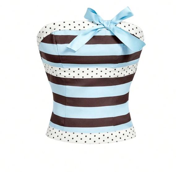 Strawberry Chocolate Contrast Color Strapless Cute Sleeveless Vest for Women