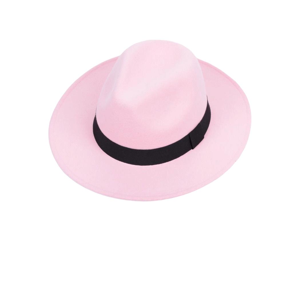 Solid Color Men's Felt Hat British Style Women Jazz Hat Trendy Woolen Flat Top Hat  Winter