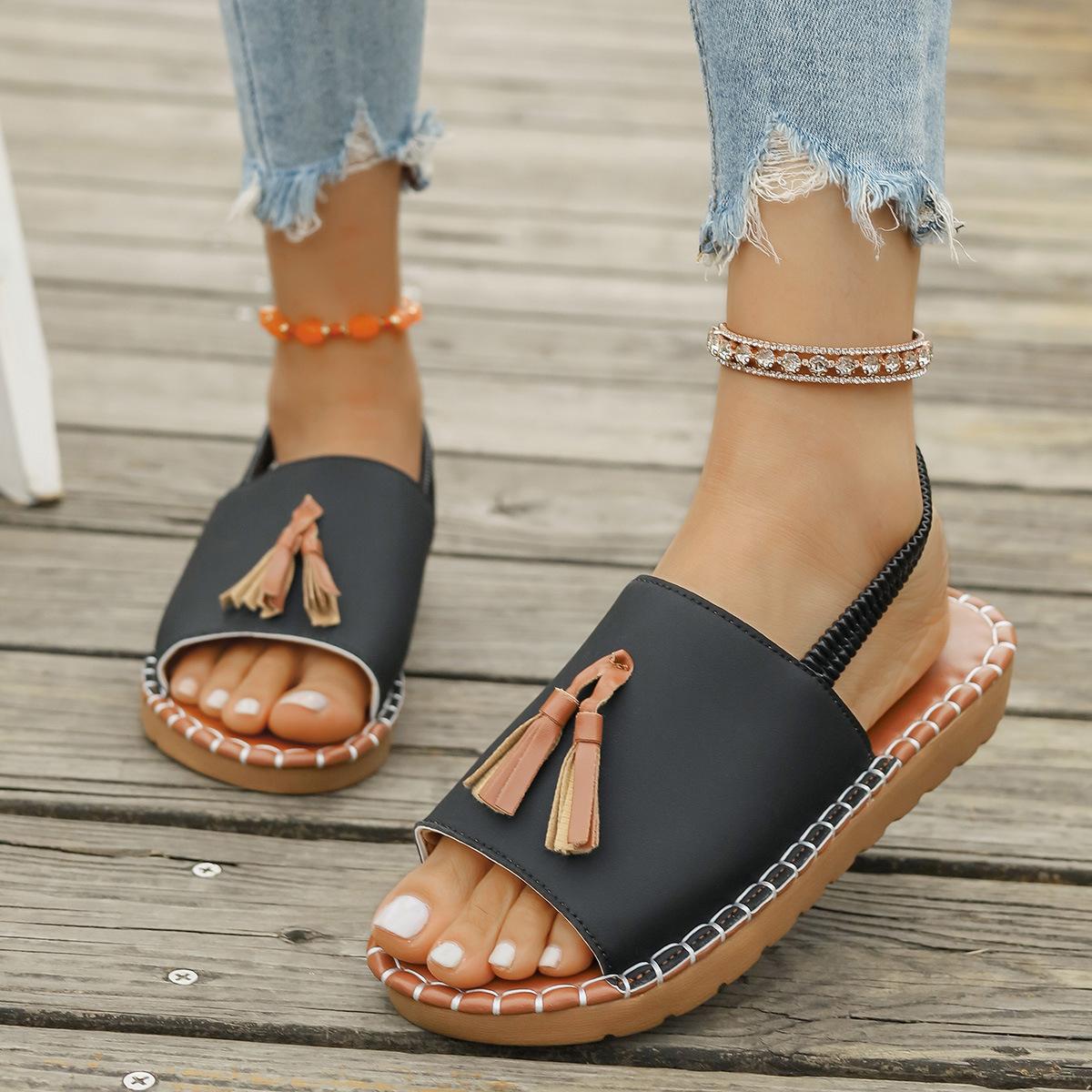 

One word with flat sandals women s summer new 2025 foreign trade large size casual outer wear fish mouth beach sandals 43 чорний