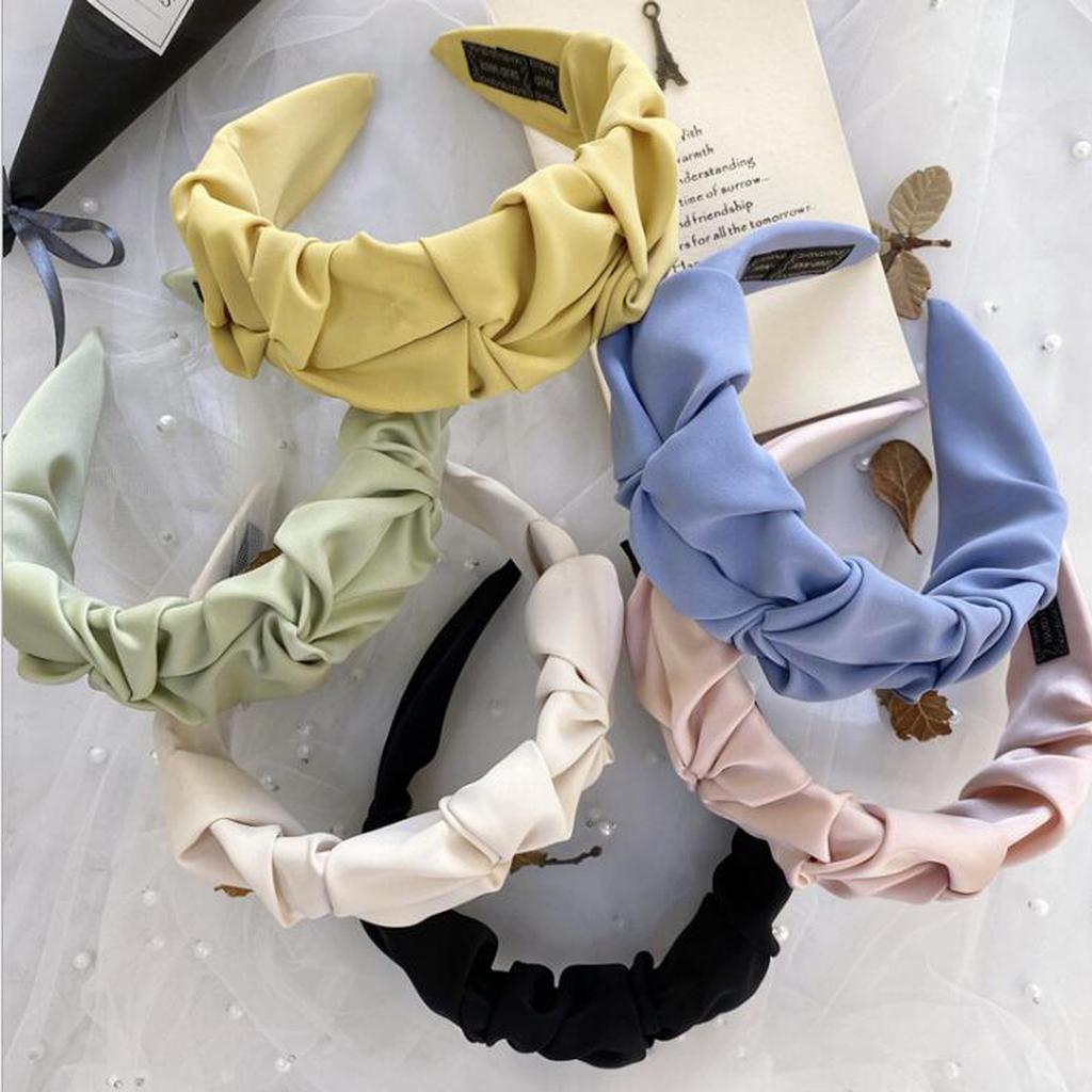 PROLY New Fashion Women Hairband Classic Wide Side Headband Flower Pleated Hairband Casual Hair Accessories Turban