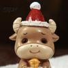 Holiday Gift for Animal Lovers Resin Cow/Elephant Figurines with Santa Hats, Christmas Ornaments, Ornaments Cute Desktop Decoration Home Party
