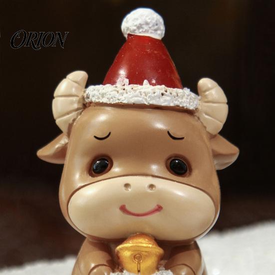 Holiday Gift for Animal Lovers Resin Cow/Elephant Figurines with Santa Hats, Christmas Ornaments, Ornaments Cute Desktop Decoration Home Party