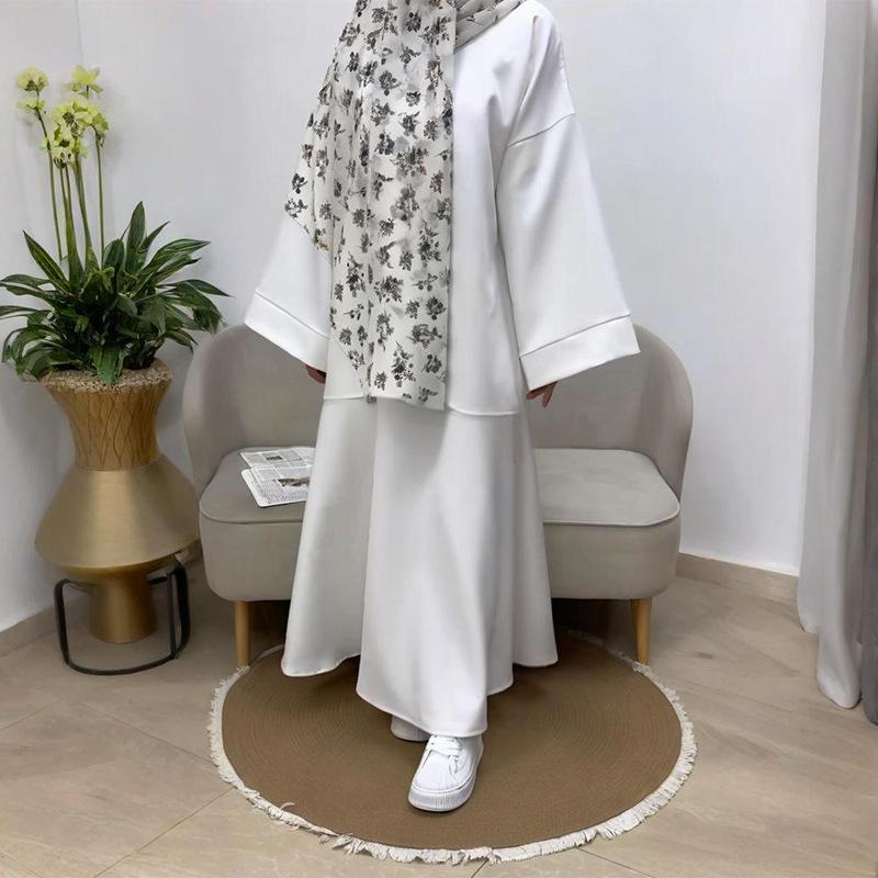 2025 Europe, America, Amazon Cross-border Women's Clothing New Solid Color Long-sleeved Crew Neck Top Loose Skirt Casual Suit