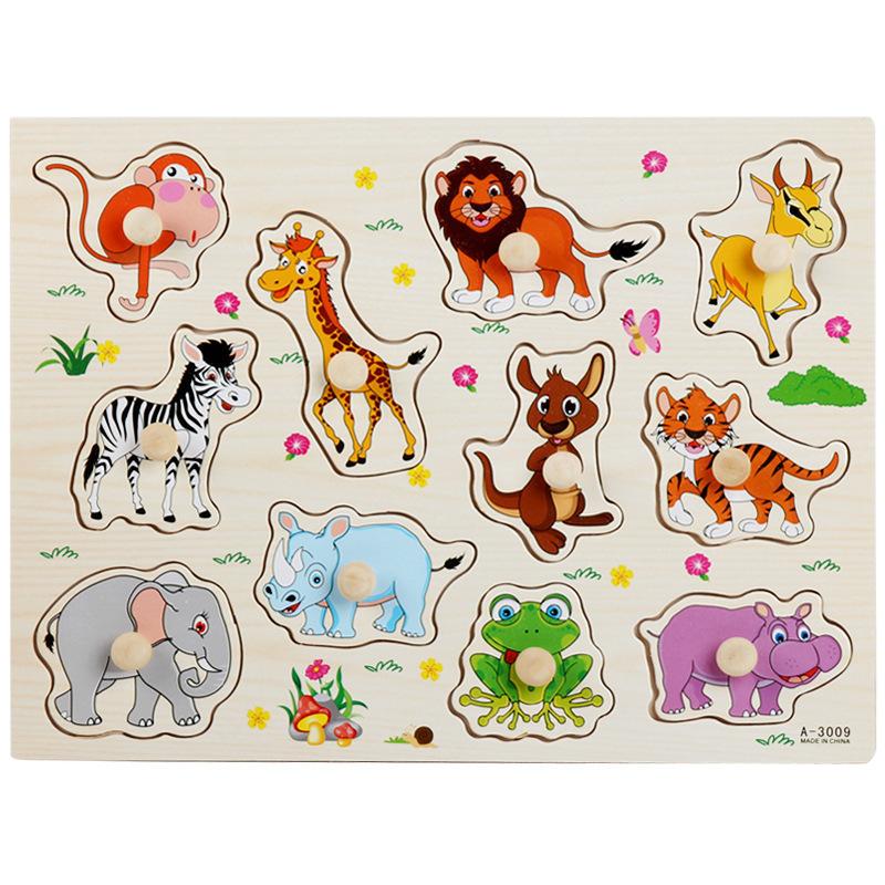 Children'S Montessori Early Education Panel Hand Grab Board 1-2 Years Old 3 Babies Wooden Puzzles Enlightenment Cognitive Pairing Educational Toys