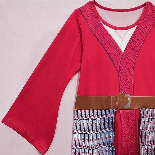 Dressy Daisy Princess Warrior Costume for Toddler Girls, Traditional Chinese Hanfu, Lady Hero Costume, Halloween Cosplay, Fancy Party Outfit, Red, Siz