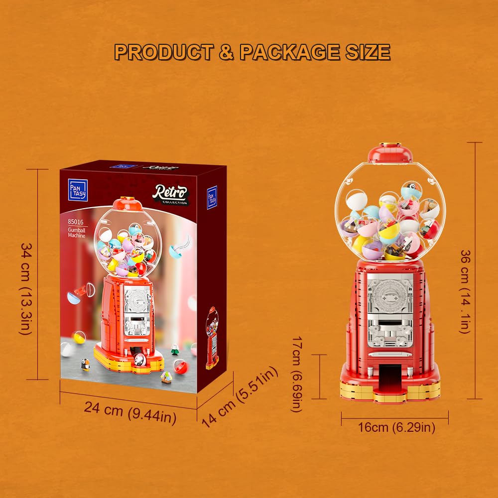 PANTASY Gumball Machine Building Block Set, Retro Vending Machine Model for Adults, DIY Assembly, Interior Decoration
