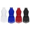 Women Fringe Leotard Dress Shiny Rhinestones Tassel Latin Dance Costumes Ballet Dance Competition Stage Costume