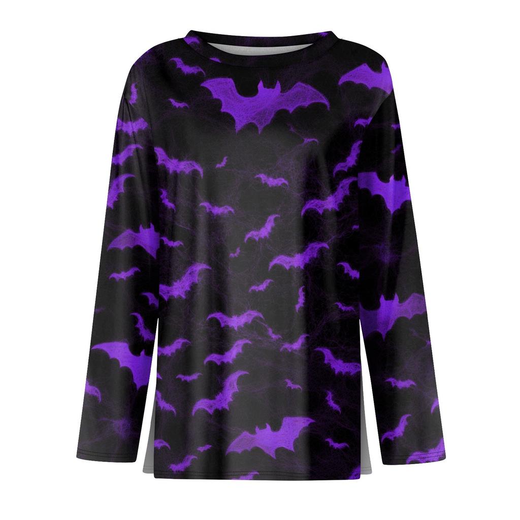 Damenmode, lässig, langärmelig, bedruckt, Rundhalsausschnitt, Pullover, Top, Bluse