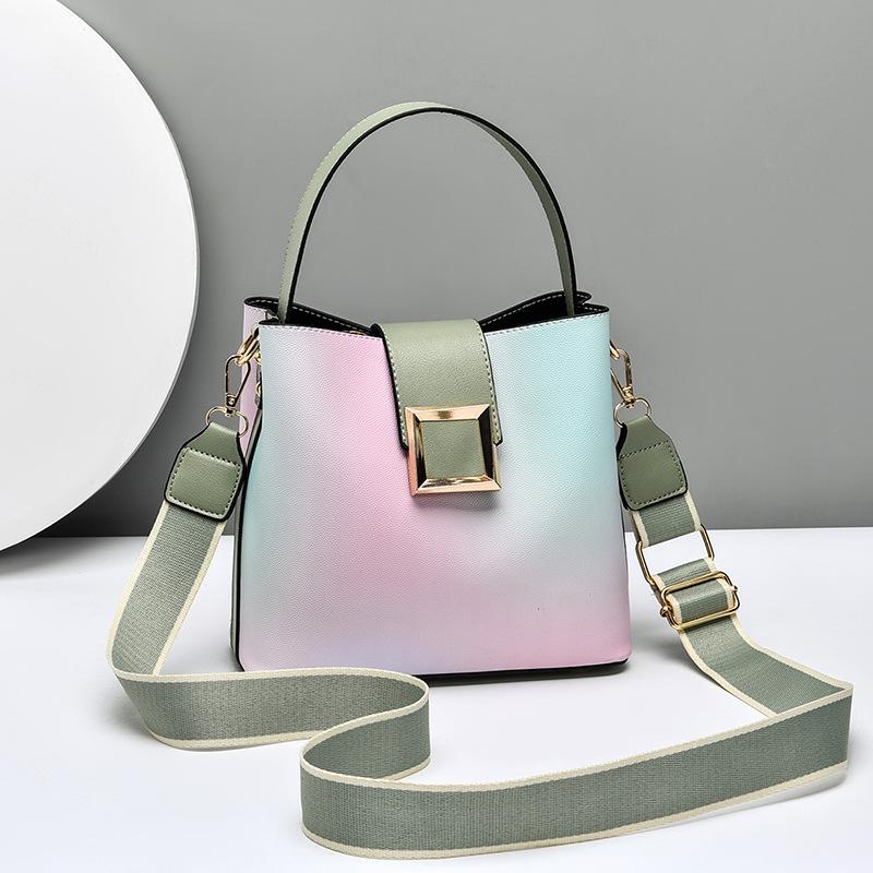 Ladies' Sweet and Ladylike Vintage Bag Gradient Color Bucket Handbag