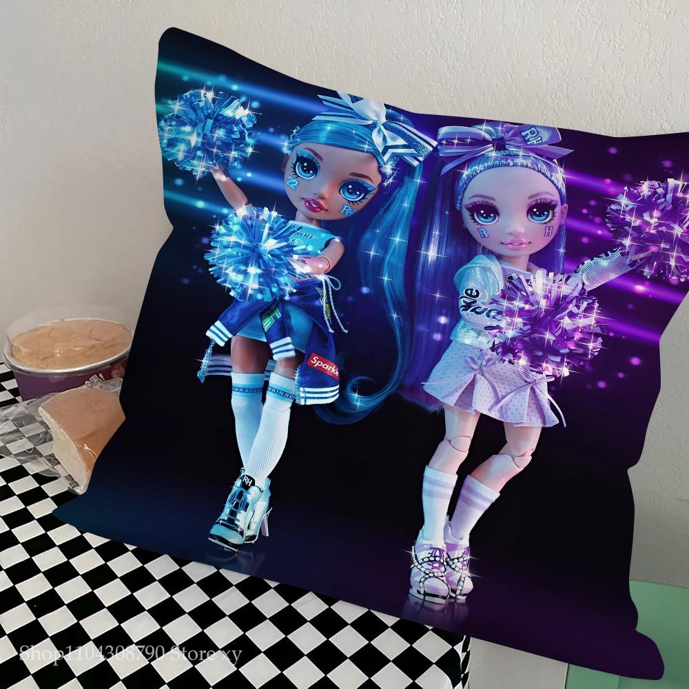 Anime Rainbow High Doll Pillow Case Fashion Square Pillowcase Bedroom Sofa Room Ins Decoration Leisure Cushion Cover 40x40