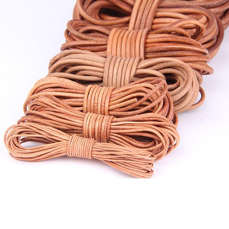2Meter 1 2 3 4 5 6 8 mm Genuine Cow Leather Cord for Bracelet Necklace Round Flat Leather Strap Rope String DIY Jewelry Making