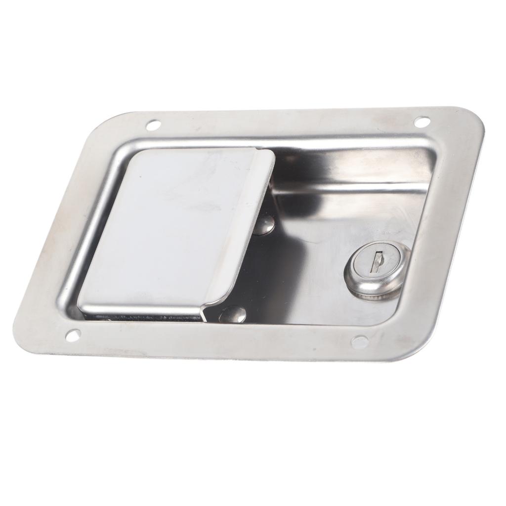 Flush Mount Paddle Door Latch Weatherproof 304 Stainless Steel Toolbox Lock with 2 Keys for RVs Trailers
