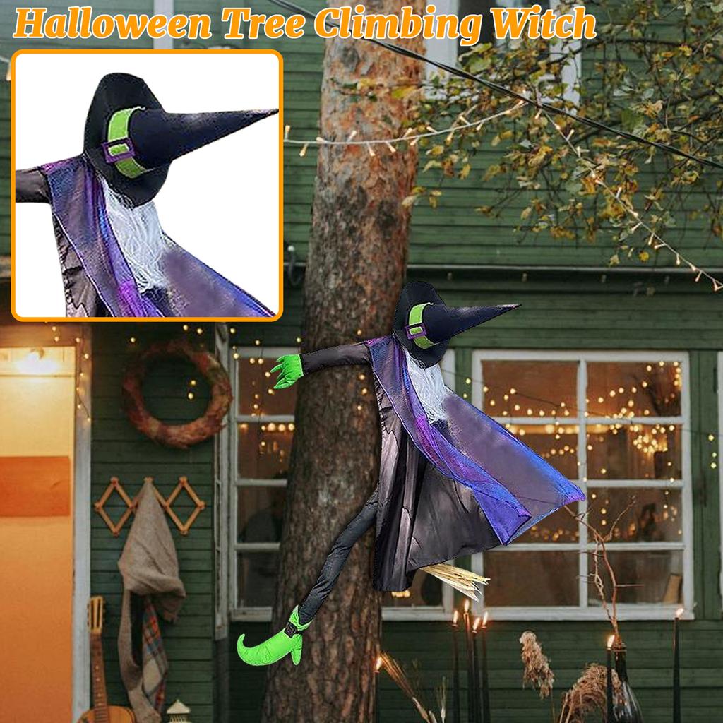 Halloween Tree Climbing Witch LED Light Glowing Tree Climbing Witch Hugging Tree Witch Party Decoration Props