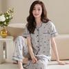 Pajamas women's high-end 1011 new summer women's fashion short-sleeved trousers cotton can be worn outside loungewear