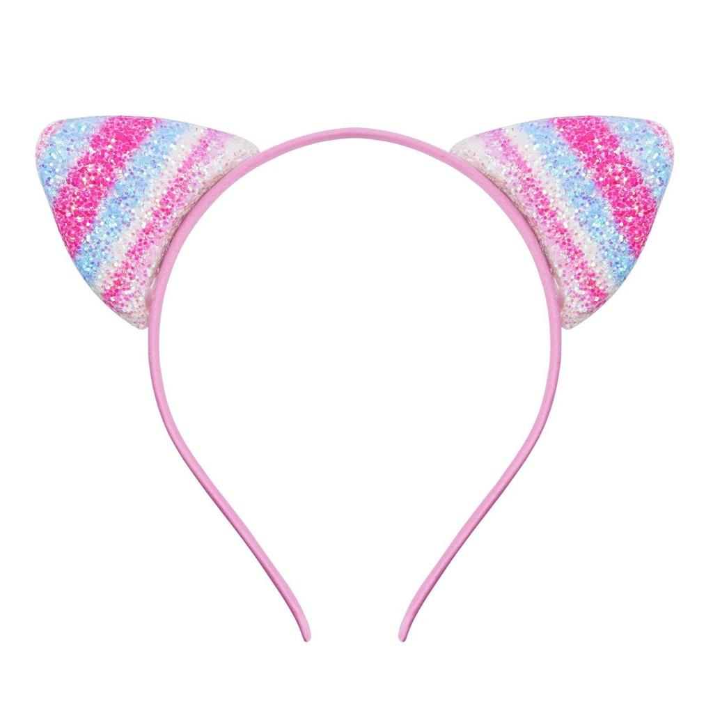 Glitzerndes süßes Katzenohren-Stirnband, Kitty-Stirnband, Damen, Mädchen, Kinder, glitzerndes Haar, Metallreifen, glänzende Haarbänder, Haar-Accessoires