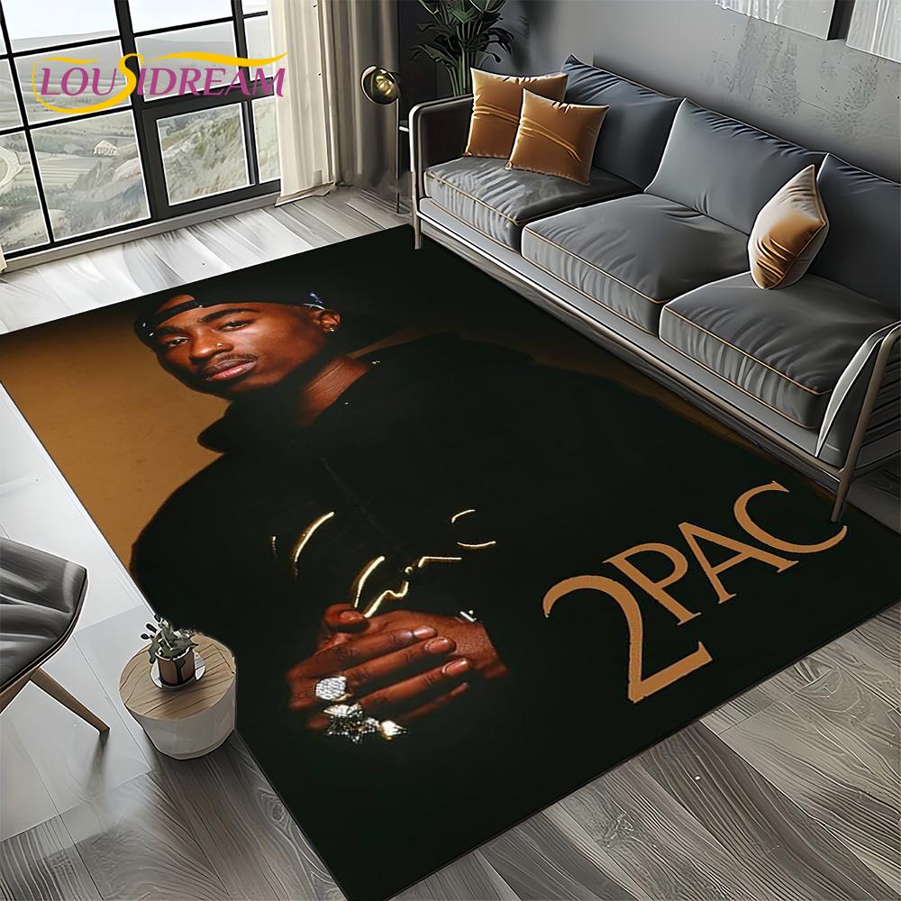 Rapper Eminem Tupac 2pac Hip-Hop Rap God Carpet Rug for Living Room Bedroom Home Sofa Decoration,Area Rug Non-slip Floor Mat