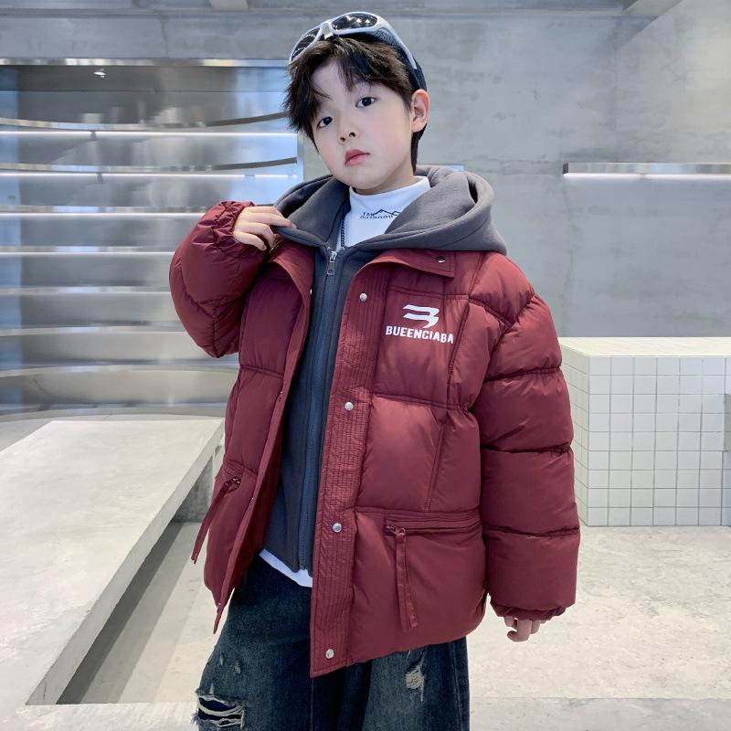 Boys' Red Winter Two-in-One Thickened Cotton Jacket