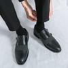 Italian Design Men Dress Shoes Leather Monk Buckle Strap Pointed Toe Men Shoes Classic Versatile Comfy Business Shoes