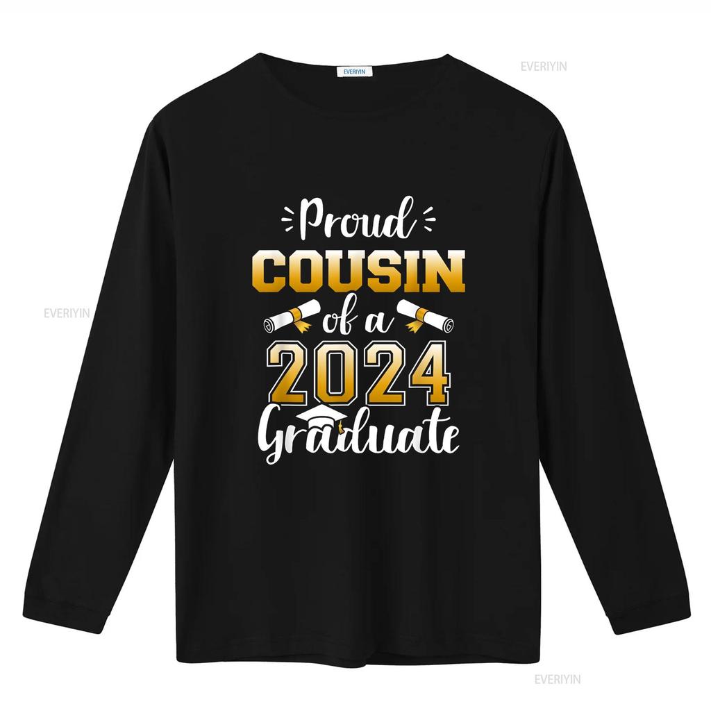Proud cousin of a class 2024 graduate senior graduation T Shirt vintage Washed Top For Everyday Wear Breathable