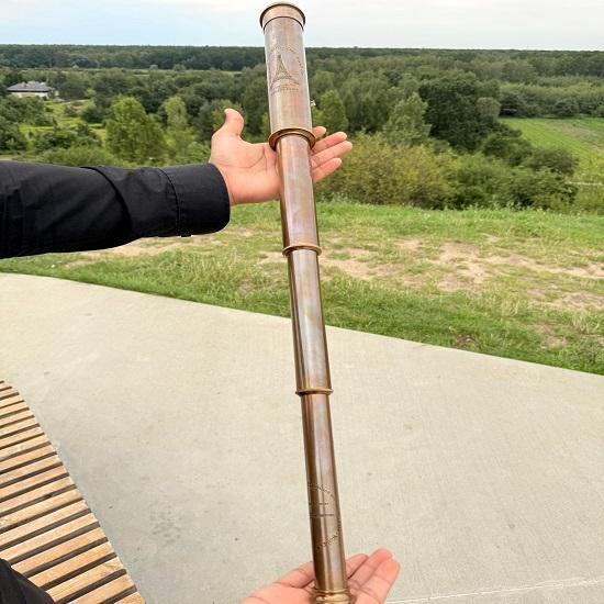Brass Spyglass Telescope Eiffel Tower Engraving, Leather Case