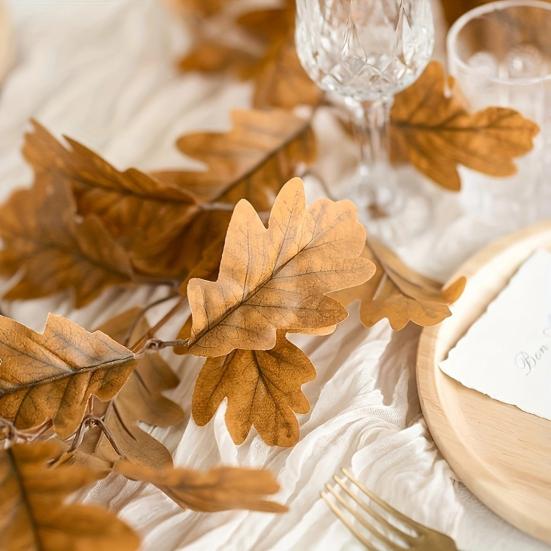 8FT Halloween Sztuczny Girlanda z Liści Chryzantemy Odporna na UV Jesień Boże Narodzenie Święto Dziękczynienia Dożynki Kominek Ganek Wewnątrz Na Zewnątrz