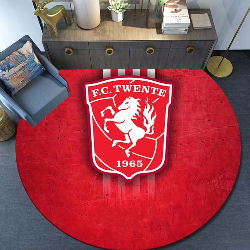 FC Twente,Tappeto Rotondo,Tappeto per Soggiorno Camera da Letto Divano Stanza dei Giochi Decorazione,Tappetino Antiscivolo