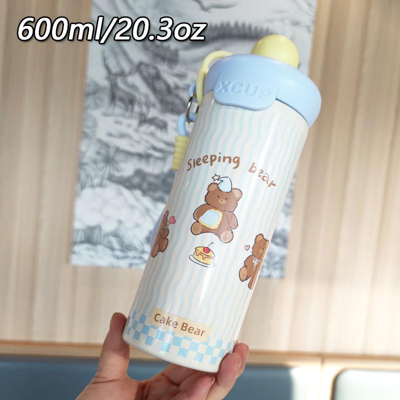 Moderne minimalistische isolierte Edelstahl-Wasserflasche mit Strohhalm für Zuhause, Büro, Reisen
