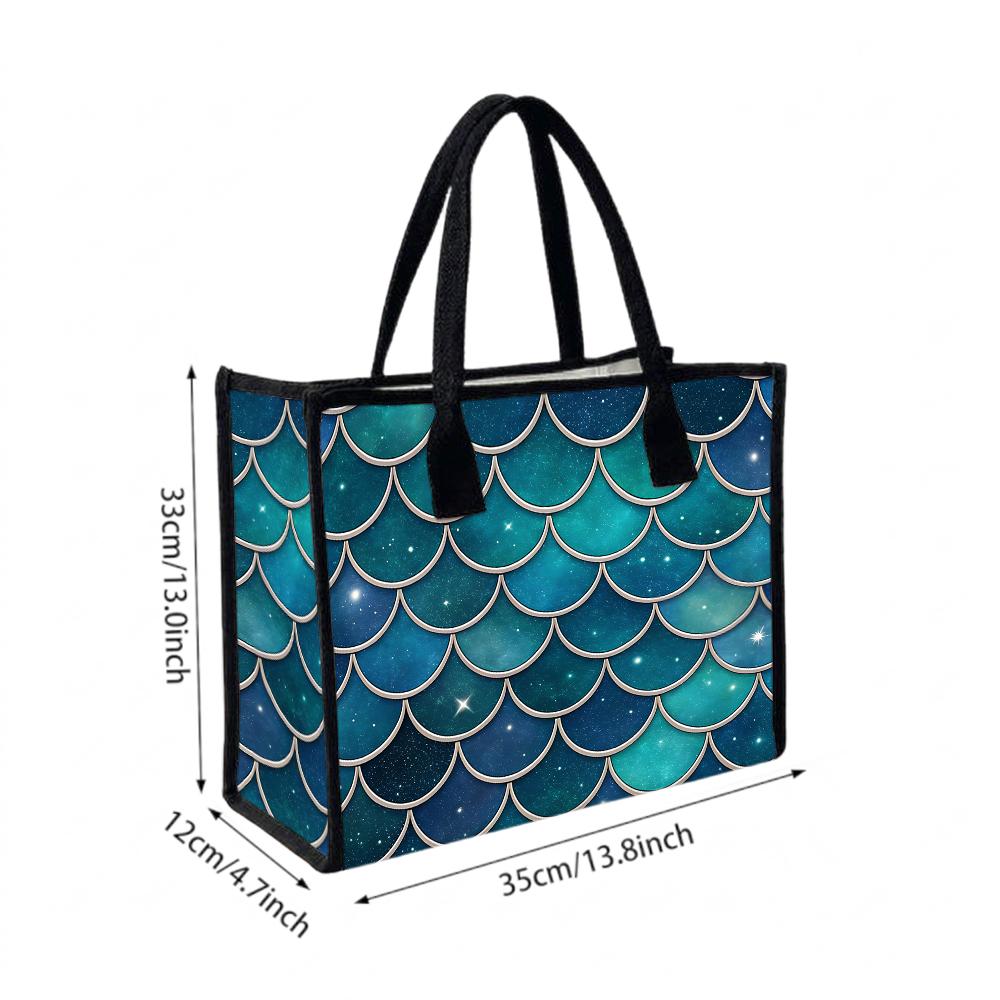 Gradient Mermaid Scale Tote Bag Stylish Portable Daily Handbag