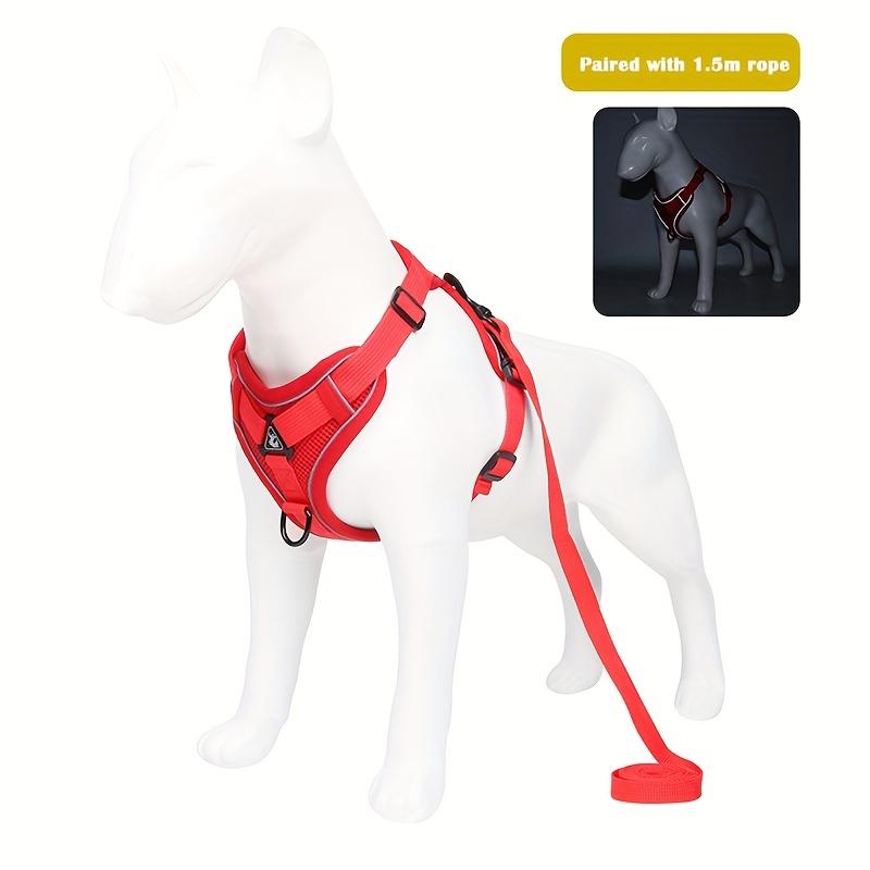 

Набір шлейки та повідка для собак, груди та спинка в стилі жилета, світловідбиваюча та дихаюча шлея для собак для вигулу M червоний