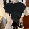 Pleated short-sleeved T-shirt women's summer new pure desire spice girl short t-shirt fashion irregular slim slim top