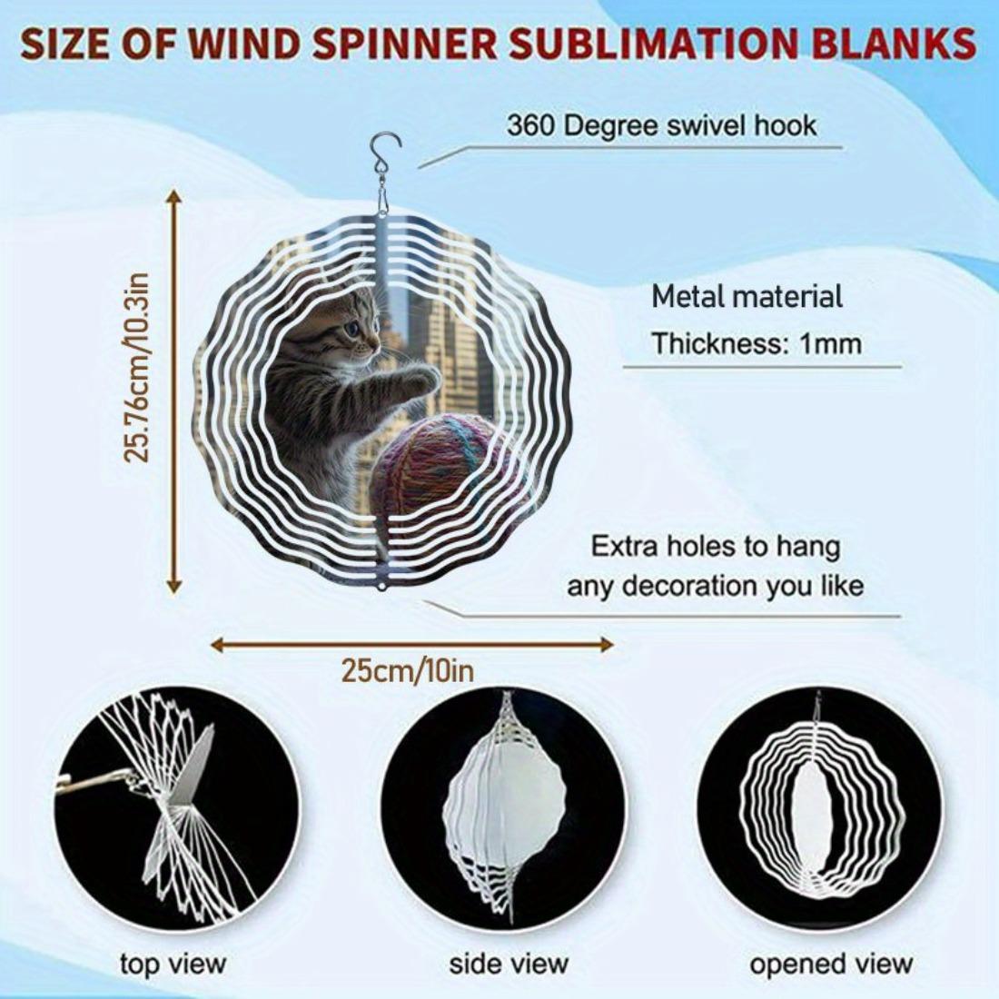 

1 шт. 3D Мандала Вращающаяся Музыка Ветра с Дизайном Кота из Пряжи - Прочный Металлический Подвесной Декор для Использования в Помещении и на Открытом Воздухе